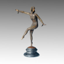 Dancer Bronze Garden Sculpture Les Girl Carving Brass Statue TPE-164